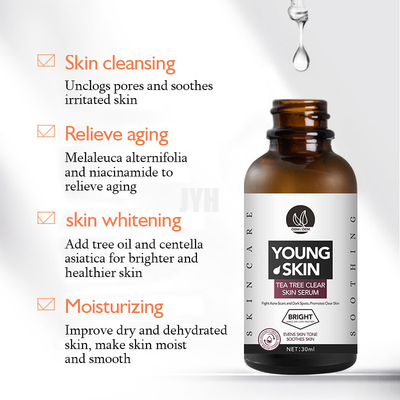 1oz/30ml OEM Organic Tea Tree Relief Essence เซรั่มซ่อมแซมสิวเสี้ยนสิว