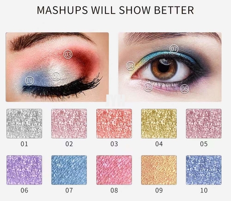 10 สี Diamond Glitter Eyeshadow อายแชโดว์เนื้อชิมเมอร์เมทัลลิกกันน้ำติดทนนาน