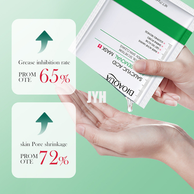 OEM Salicylic Acid Acne Mask ลดขนาดรูขุมขน Brightening Moisturizing Facial Sheet Mask