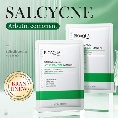 OEM Salicylic Acid Acne Mask ลดขนาดรูขุมขน Brightening Moisturizing Facial Sheet Mask