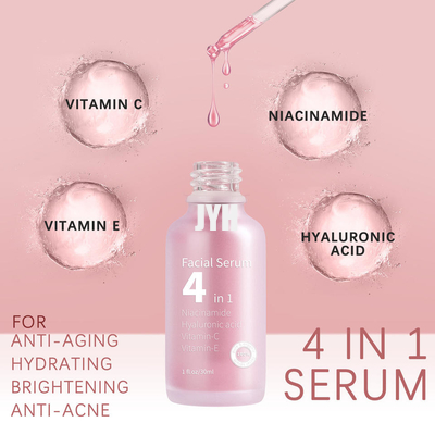 4 In 1 Face Serum 30% วิตามินซีพร้อม HA Nicotinamide Anti-Aging Hydrating Whitening Skin Serum