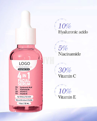 30ML เซรั่มวิตามินซี Hyaluronic Acid Collagen 4 In 1 Face Serum สำหรับผู้หญิง