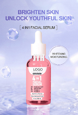 30ML เซรั่มวิตามินซี Hyaluronic Acid Collagen 4 In 1 Face Serum สำหรับผู้หญิง