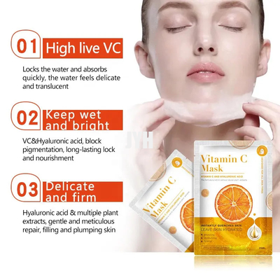 มาสก์วิตามิน VC แบรนด์ส่วนตัวเพื่อพกพาสีสดใสของผิวให้ความชุ่มชื้น Patch Fruit Facial Mask